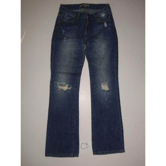 Forever 21 Twenty One Blue Jeans Size 27 Distressed Boot Cut -0618C03 - Picture 1 of 3